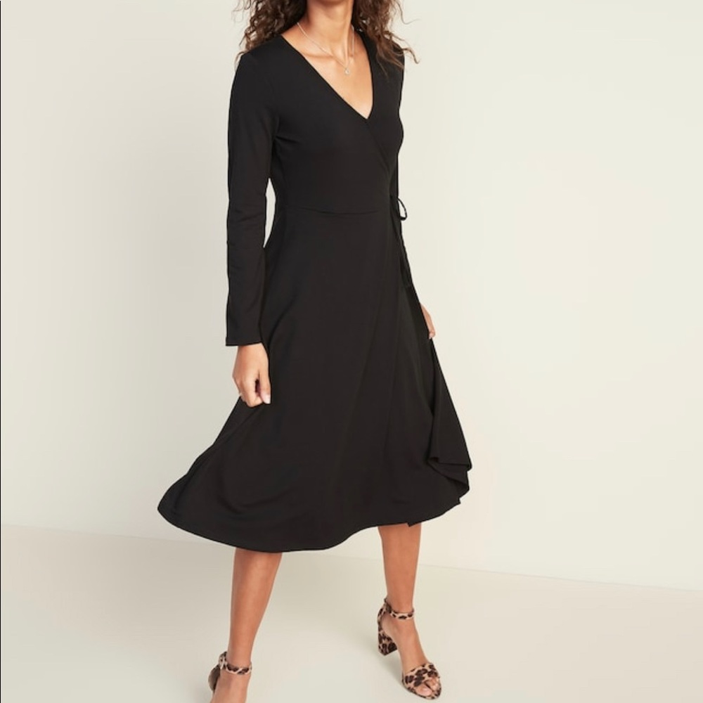 🌺Waist Defined Faux-Wrap Jersey Midi Dress 👗